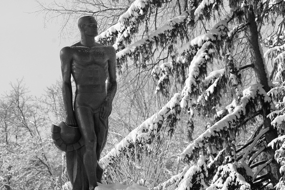 Sparty in Winter b&w